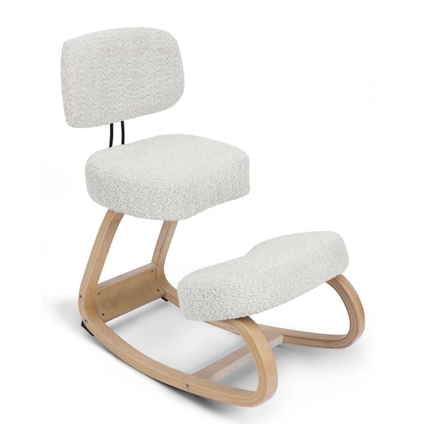 Chaise assis-genoux MOOVE en tissu bouclette, blanc