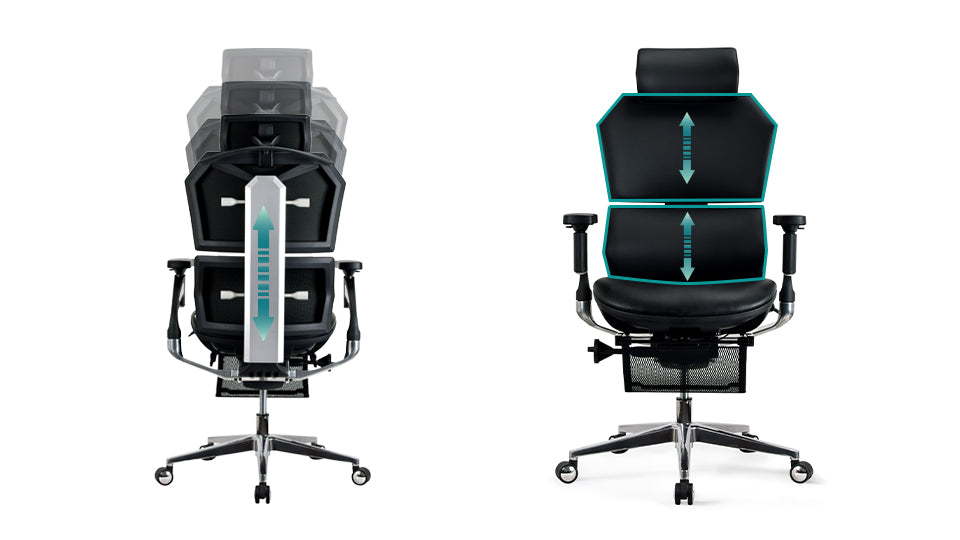 Réglage de la profondeur d'assise de la chaise ergonomique VERTEX PREMIUM en cuir reconstitué