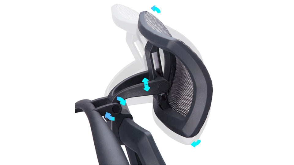 Appuie-tête réglable 6 directions de la chaise ergonomique VERTEX PREMIUM en mousse et maille