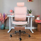 chaise de bureau ergonomique TERRANA blanche et rose