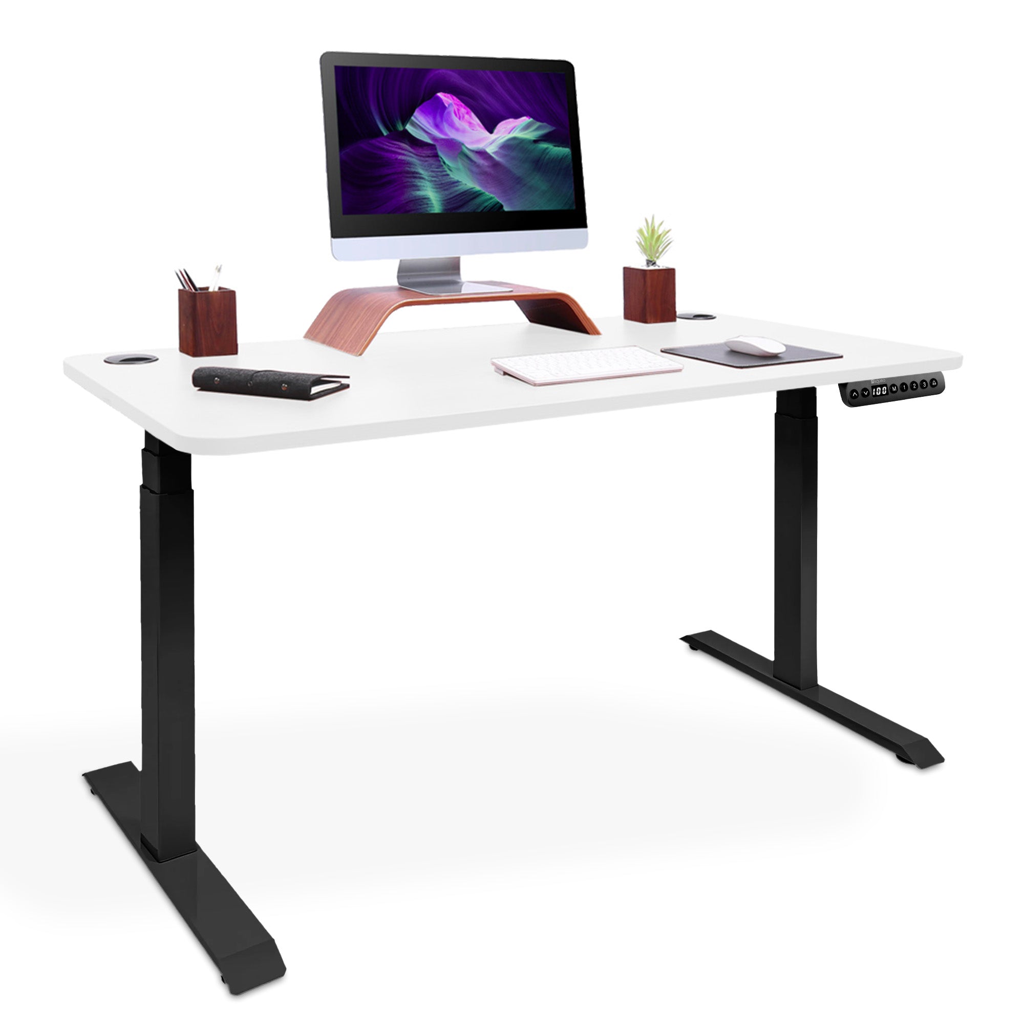 bureau assis debout DYNAMIC 180cm noir-blanc