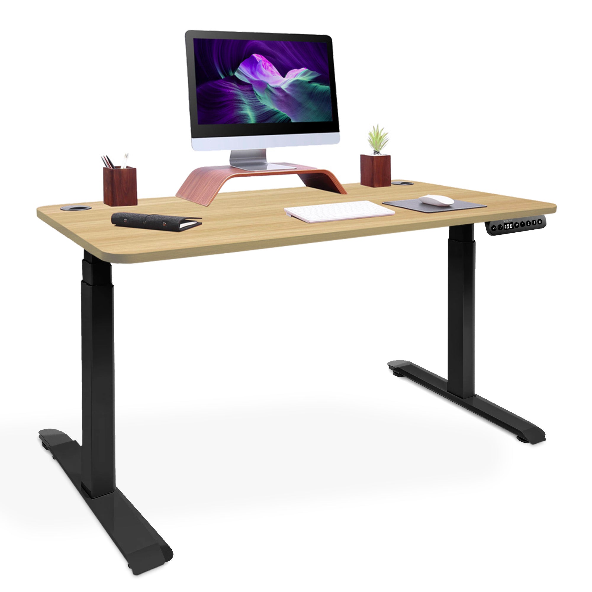 bureau assis debout DYNAMIC 120X80cm noir-chene-blond