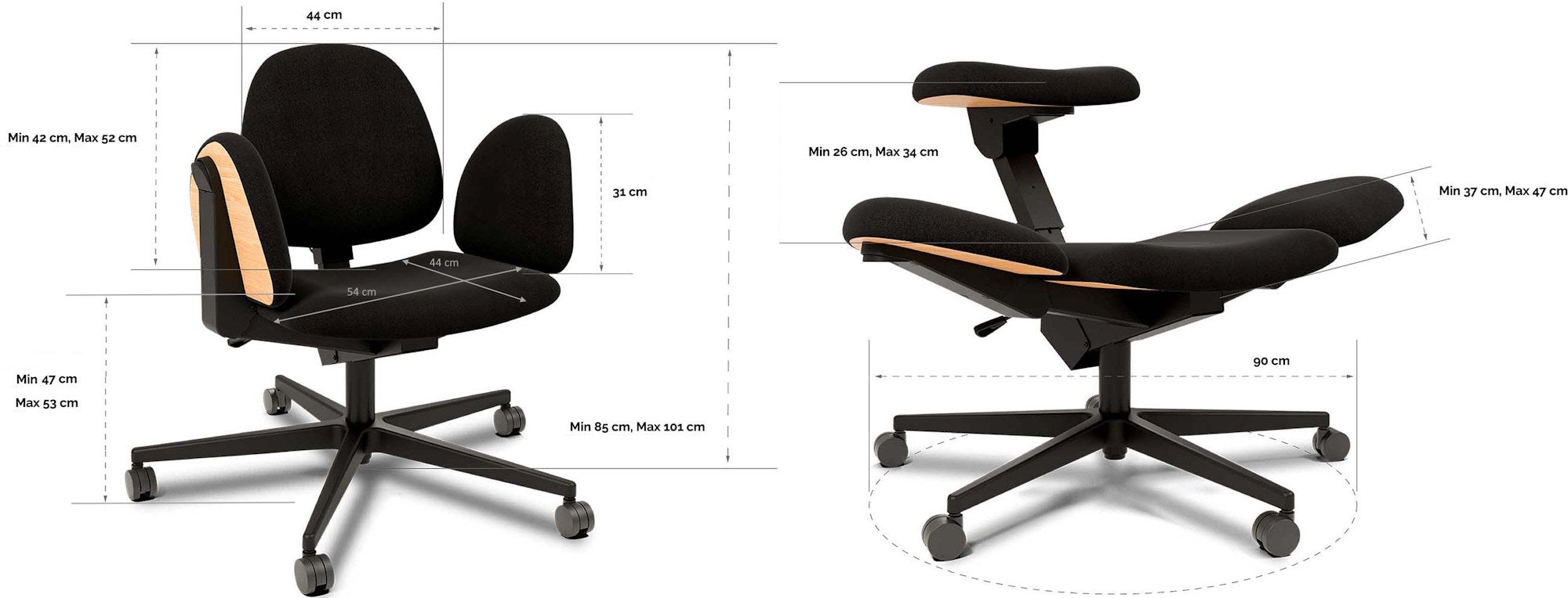 dimensions chaise dynamique FLOW KQUEO