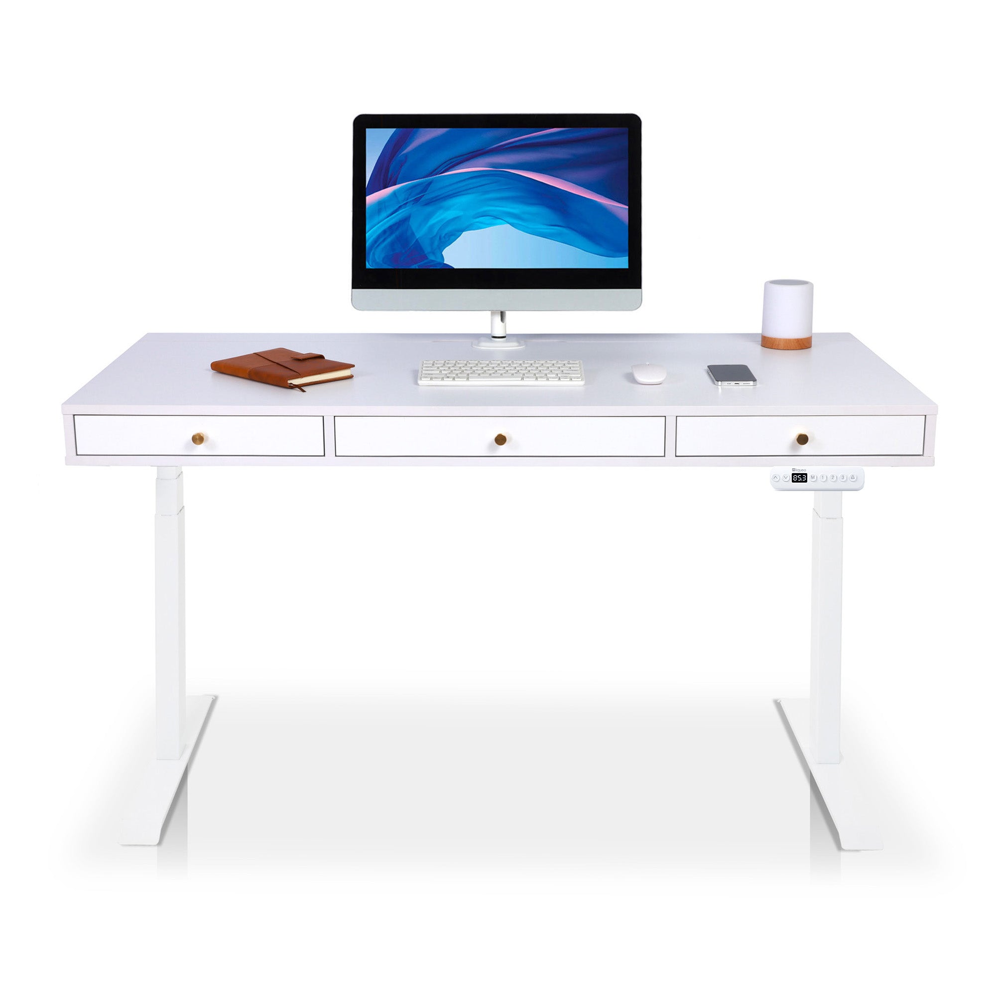 Bureau assis debout 3 tiroirs - SPACE DYNAMIC SQUARE 180x80 cm blanc