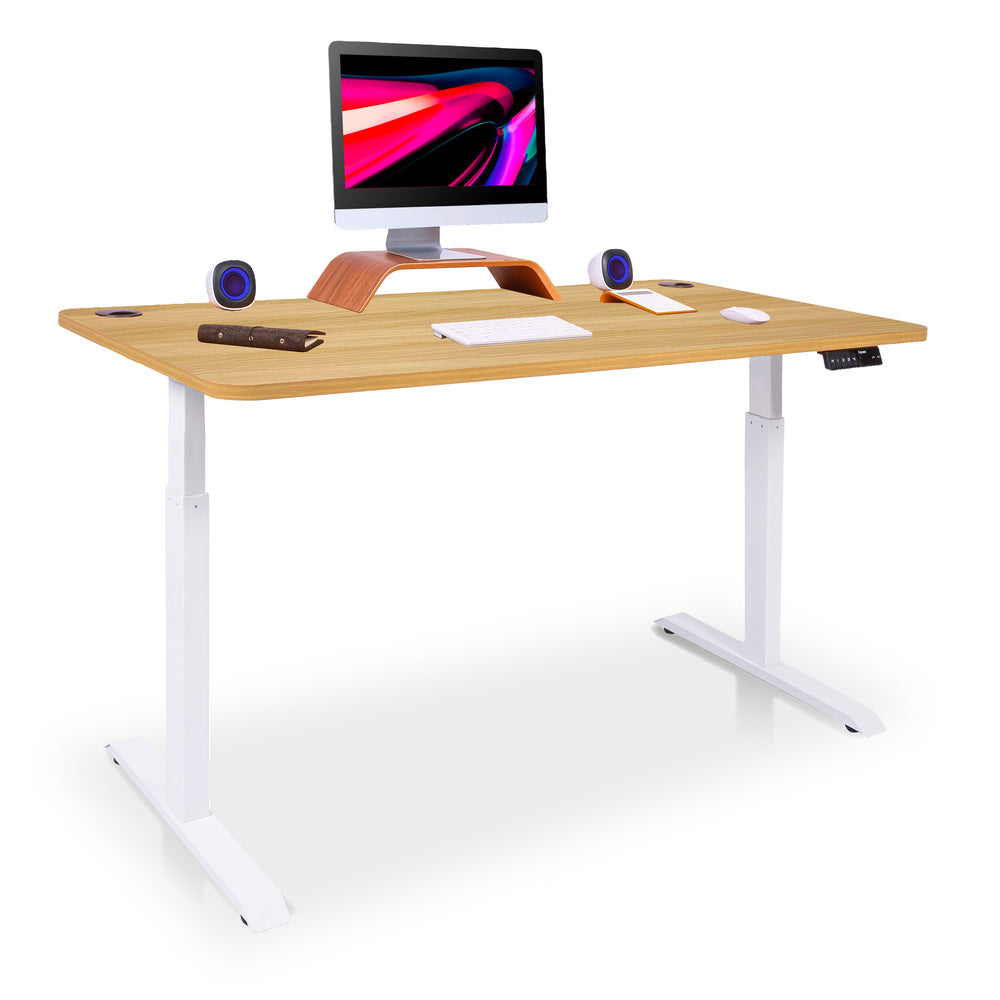 bureau assis debout ACTIVE 140X70cm blanc chene doré