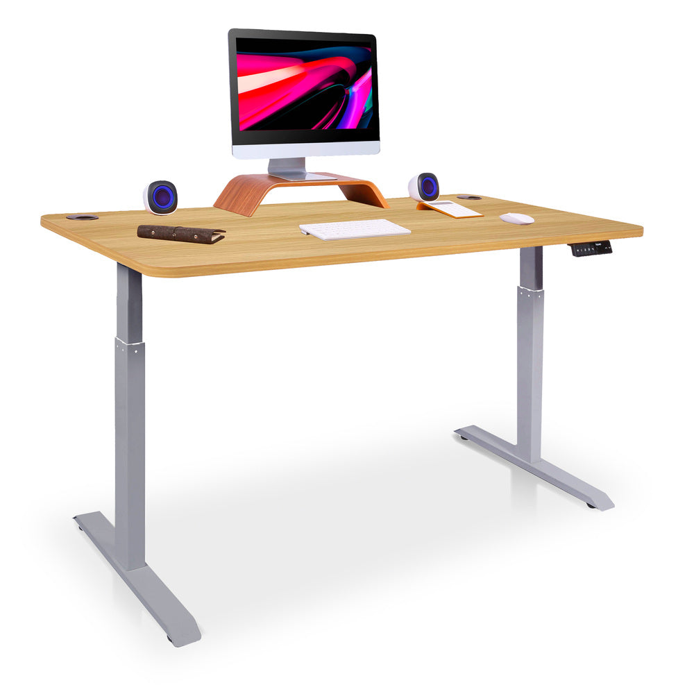bureau assis debout ACTIVE 140X70cm gris chene doré