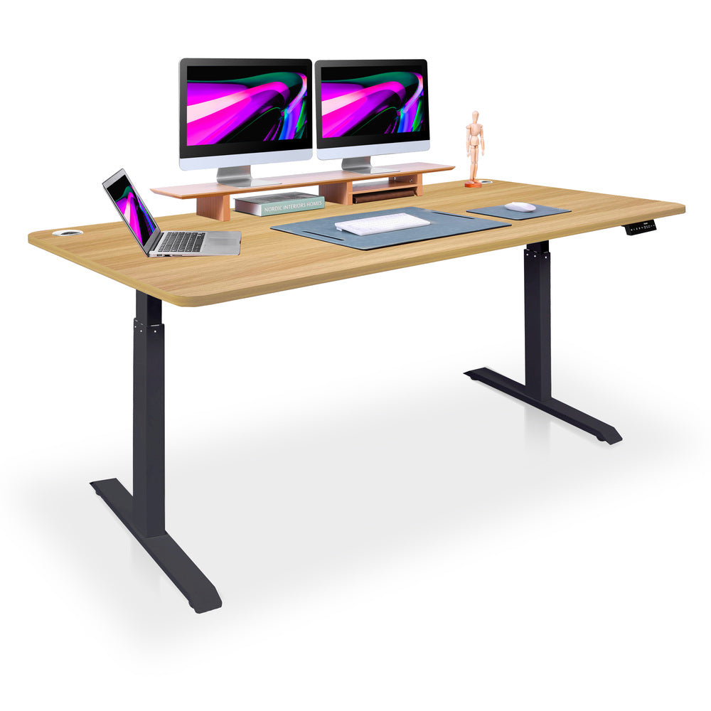 bureau assis debout ACTIVE 200x100cm gris chene doré