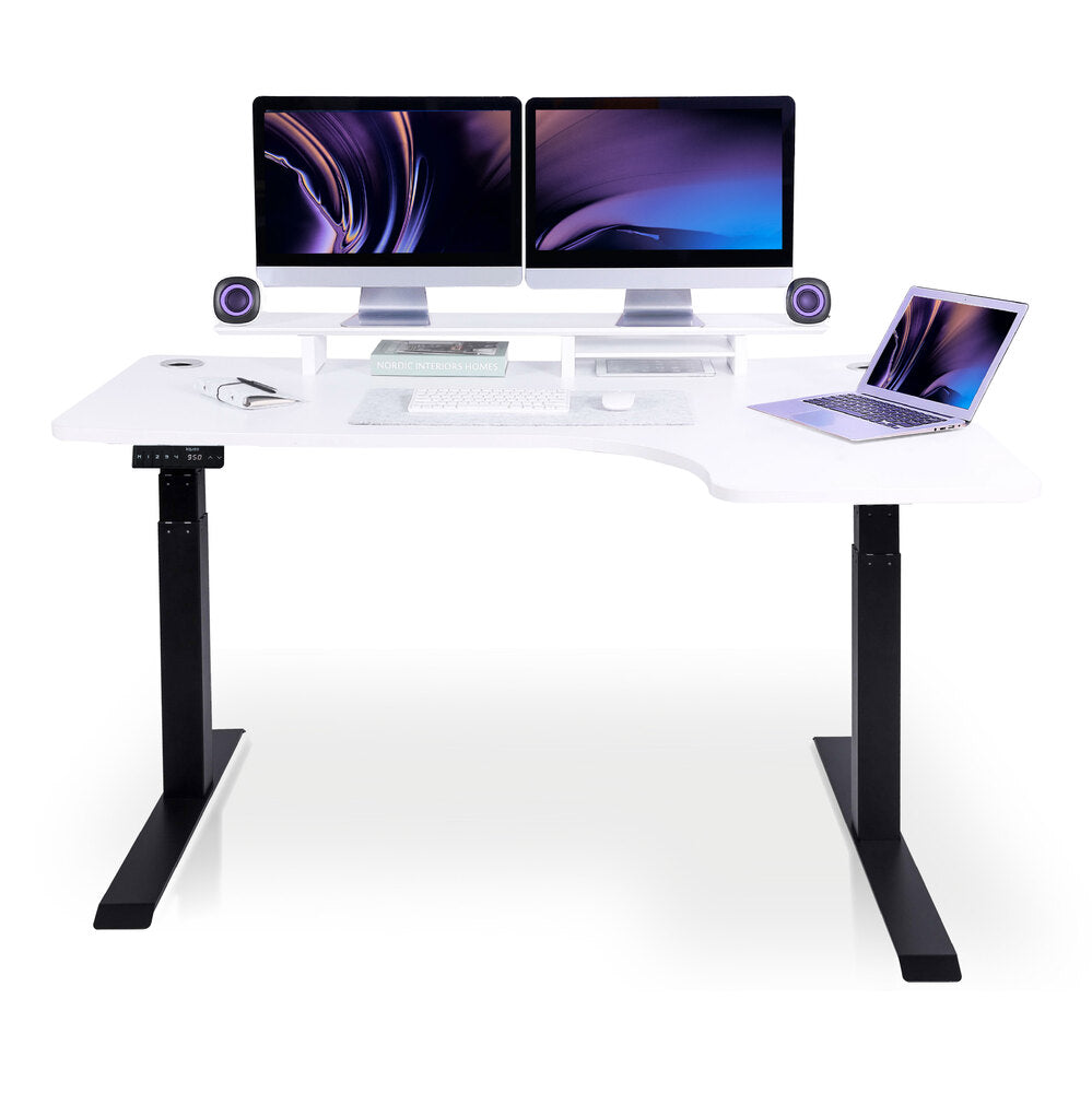 bureau assis debout en angle noir blanc