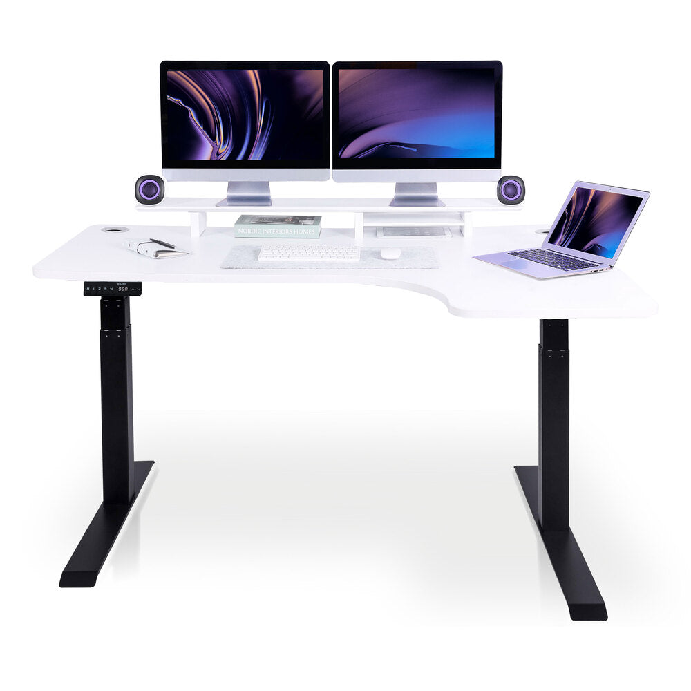 bureau assis debout en angle noir blanc