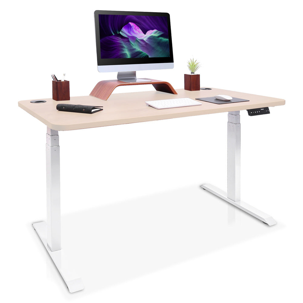 bureau debout 2 moteurs DYNAMIC 120 blanc chene clair