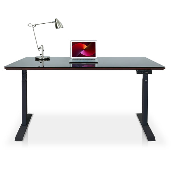 Bureau assis debout EXECUTIVE plateau verre, noir