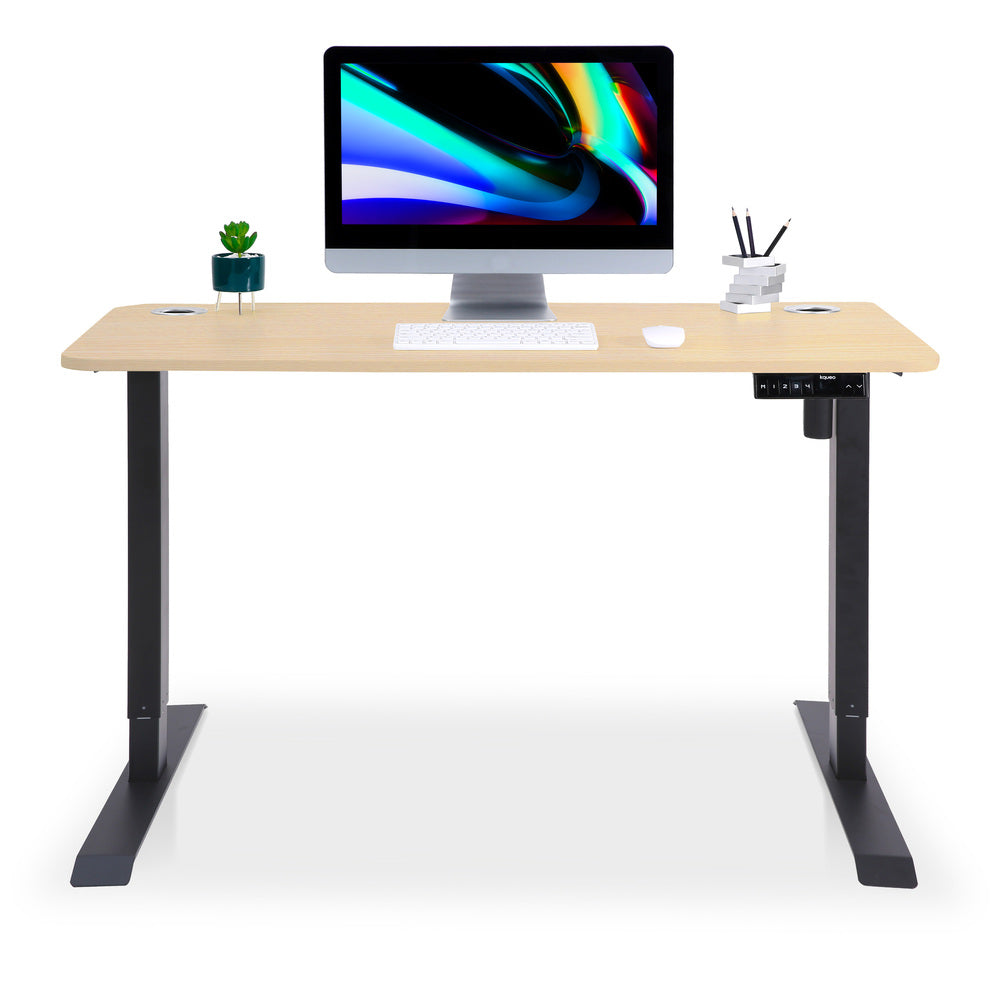 bureau assis debout LIFT 140x80cm noir chene clair
