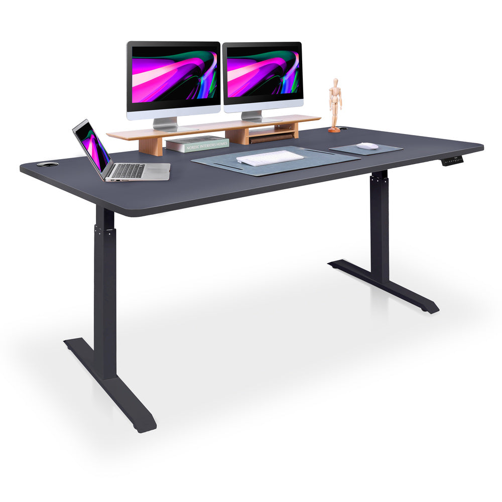 bureau assis debout ACTIVE 200x100cm noir gris ardoise