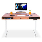 bureau assis debout avec tiroirs blanc chene