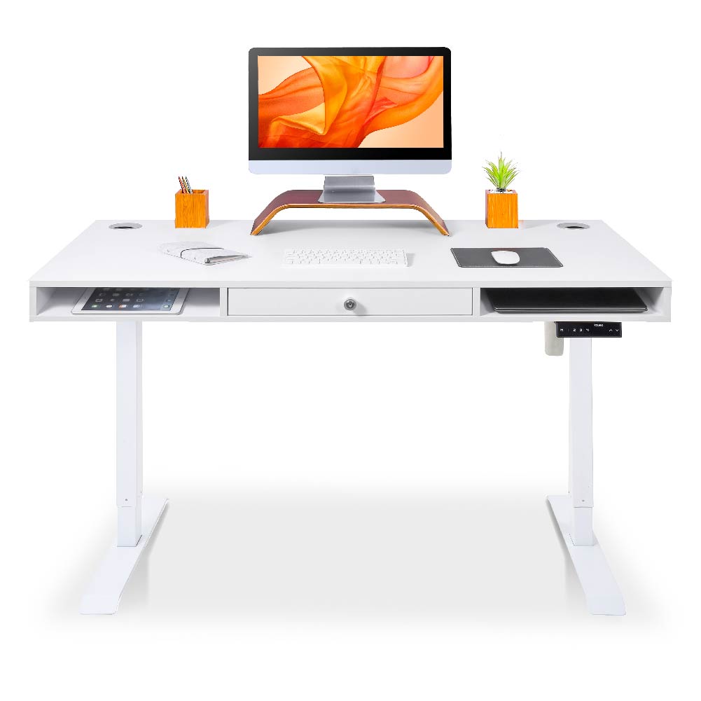 bureau assis debout avec rangements blanc