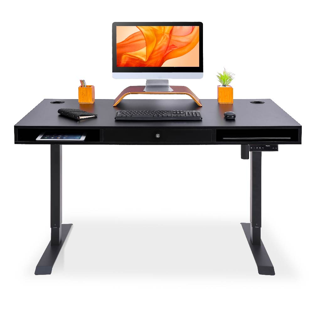 bureau assis debout avec rangements noir