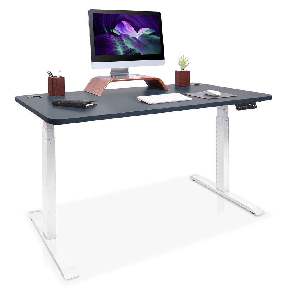bureau assis debout DYNAMIC 140x70cm blanc gris ardoise