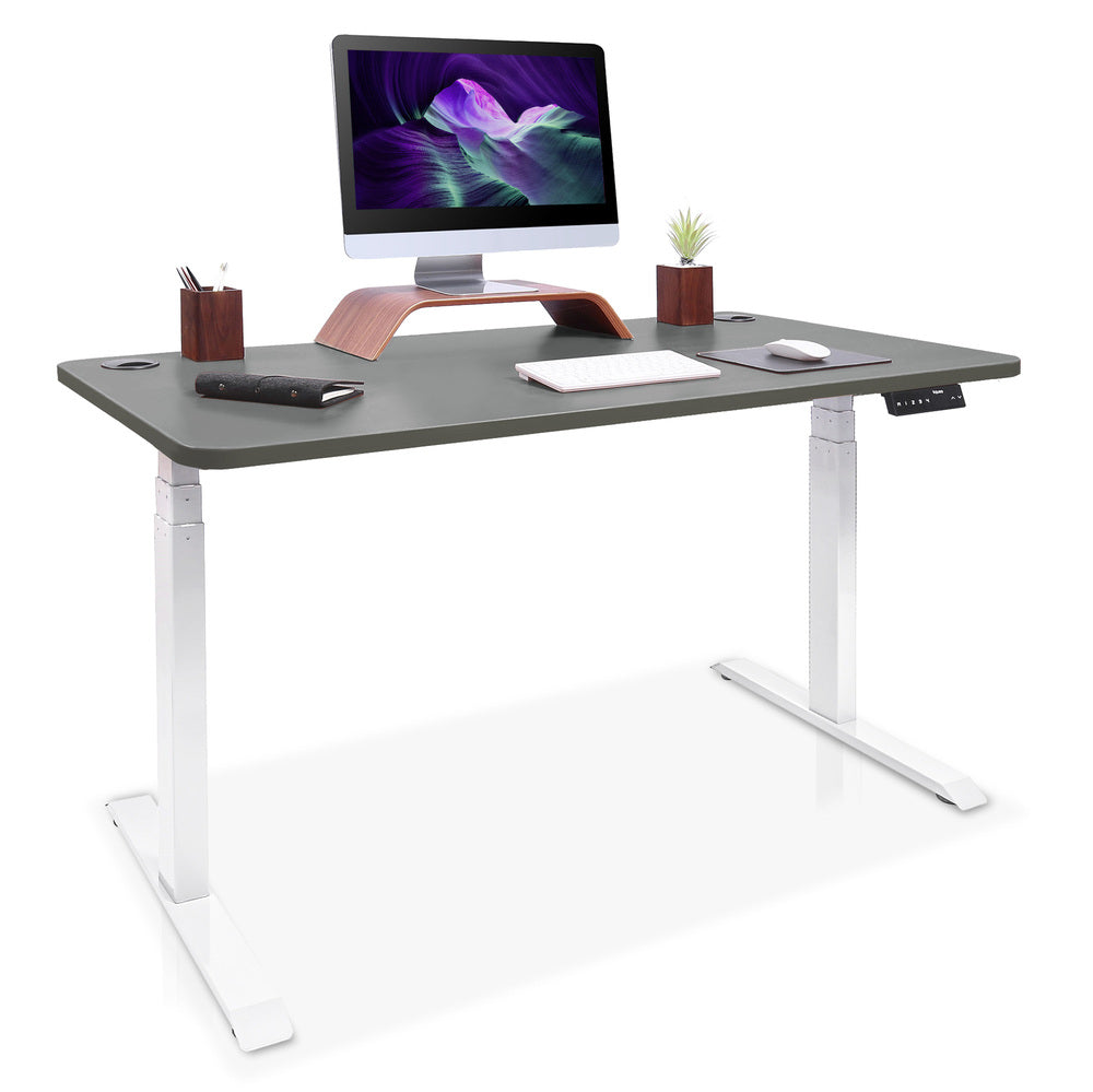 bureau assis debout DYNAMIC 160x80cm blanc gris cendre
