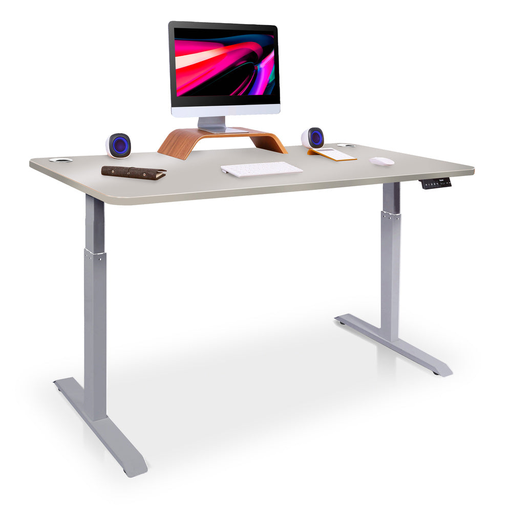 bureau assis debout ACTIVE 140X70cm gris beige taupe