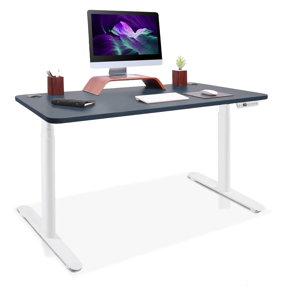 bureau assis debout pieds arrondis blanc/gris ardoise 110x60cm
