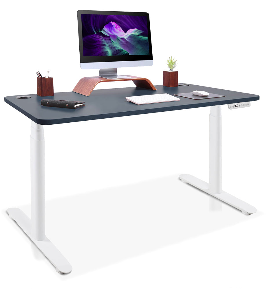 bureau assis debout pieds arrondis blanc/gris ardoise 110x60cm