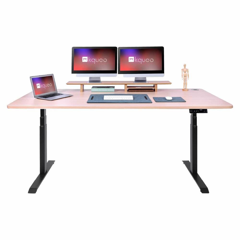 Bureau assis debout 180x80 noir chene clair